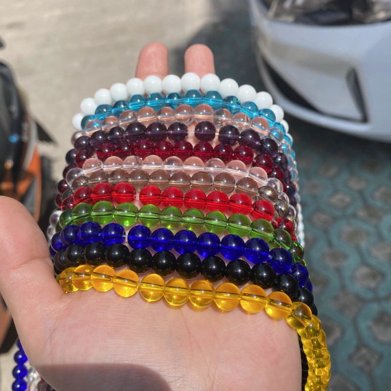 Granat Crvena Ružičasta Žuto Zelena Plava Staklene perle Okrugle labave odstojne kamene perle za izradu nakita DIY narukvice 4 6 8 10 12 mm 15"