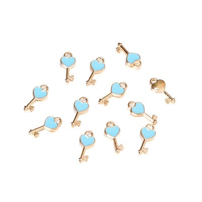 10 бр. Висулки от емайлирана сплав, сърце, ключалка, висулки, висящи висящи талисмани за Направи си сам, занаятчийска гривна, колие, обеци, изработка на бижута