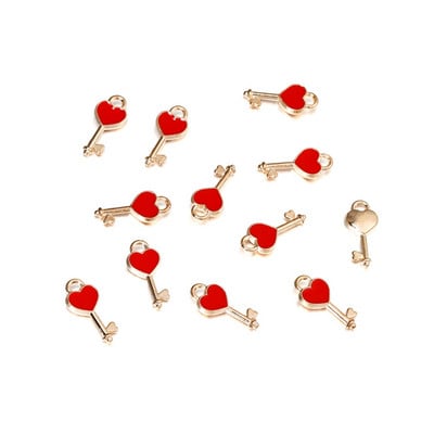 10 бр. Висулки от емайлирана сплав, сърце, ключалка, висулки, висящи висящи талисмани за Направи си сам, занаятчийска гривна, колие, обеци, изработка на бижута