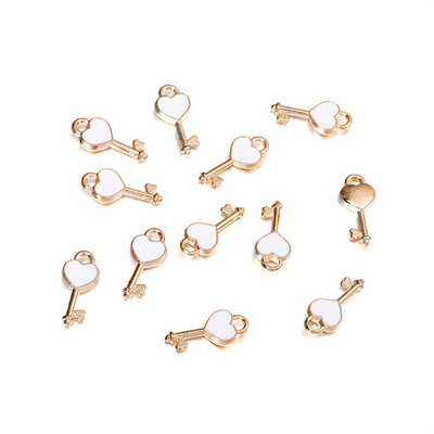 10 бр. Висулки от емайлирана сплав, сърце, ключалка, висулки, висящи висящи талисмани за Направи си сам, занаятчийска гривна, колие, обеци, изработка на бижута