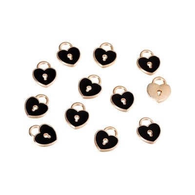 10 бр. Висулки от емайлирана сплав, сърце, ключалка, висулки, висящи висящи талисмани за Направи си сам, занаятчийска гривна, колие, обеци, изработка на бижута