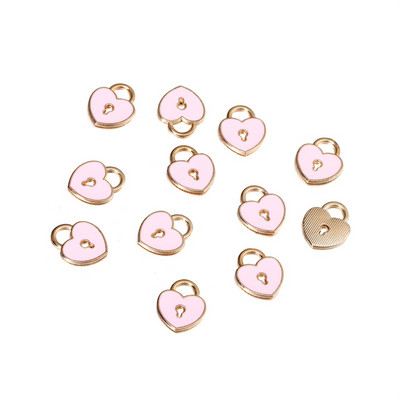 10 бр. Висулки от емайлирана сплав, сърце, ключалка, висулки, висящи висящи талисмани за Направи си сам, занаятчийска гривна, колие, обеци, изработка на бижута