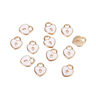 10 бр. Висулки от емайлирана сплав, сърце, ключалка, висулки, висящи висящи талисмани за Направи си сам, занаятчийска гривна, колие, обеци, изработка на бижута