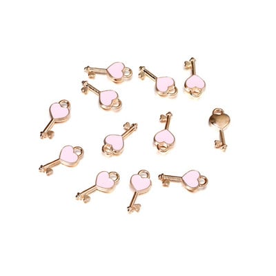 10 бр. Висулки от емайлирана сплав, сърце, ключалка, висулки, висящи висящи талисмани за Направи си сам, занаятчийска гривна, колие, обеци, изработка на бижута