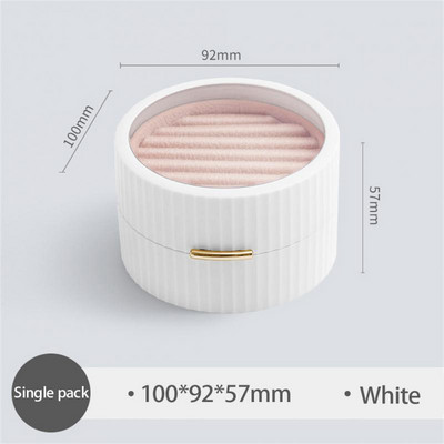 Modna mini kutija za pohranu nakita Prijenosna putna okrugla kutija za nakit Naušnice Prstenje Ogrlica Dvoslojna kutija za nakit Poklon