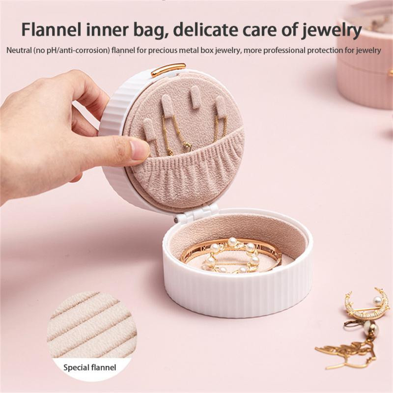 Modna mini kutija za pohranu nakita Prijenosna putna okrugla kutija za nakit Naušnice Prstenje Ogrlica Dvoslojna kutija za nakit Poklon