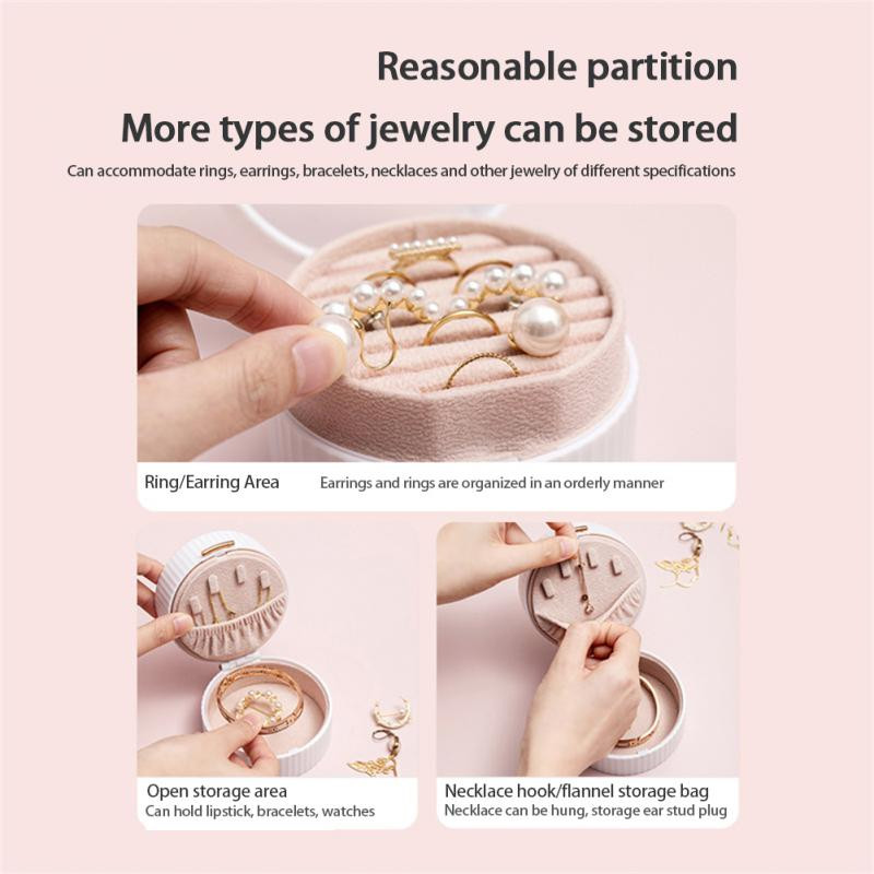 Modna mini kutija za pohranu nakita Prijenosna putna okrugla kutija za nakit Naušnice Prstenje Ogrlica Dvoslojna kutija za nakit Poklon