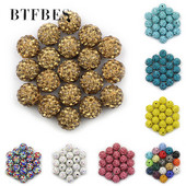 BTFBES 10mm 20db Micro Pave Beads Pave Crystal Disco Ball Kerek Agyag Laza gyöngyök Karkötő Nyaklánc Ékszer készítés Barkács kiegészítő