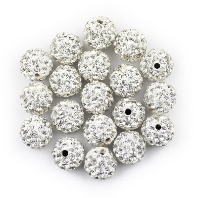 BTFBES 10mm 20db Micro Pave Beads Pave Crystal Disco Ball Kerek Agyag Laza gyöngyök Karkötő Nyaklánc Ékszer készítés Barkács kiegészítő