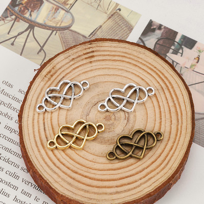 20Pcs/Παρτίδα 13x25mm Infinity Love Heart Charms Connector για κοσμήματα κατασκευής DIY Σκουλαρίκια Κρεμαστά Κολιέ Αξεσουάρ