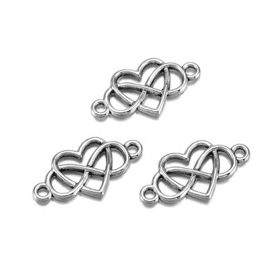 20db/tétel 13x25mm Infinity Love Heart Charms csatlakozó ékszerkészítéshez barkácsolás fülbevalók medálok nyakláncok kiegészítők