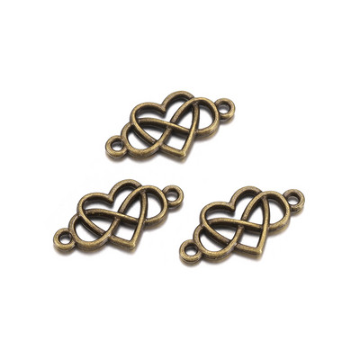 20db/tétel 13x25mm Infinity Love Heart Charms csatlakozó ékszerkészítéshez barkácsolás fülbevalók medálok nyakláncok kiegészítők