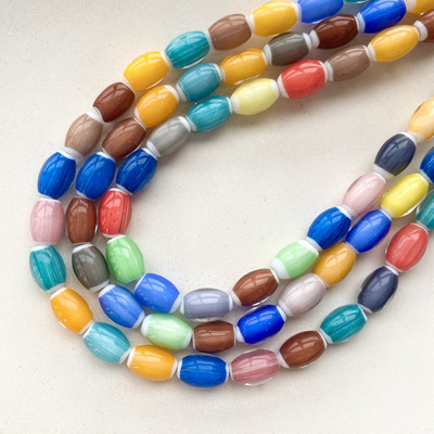 8x12mm formă de butoi în stil Nepal mărgele de sticlă lucrate manual, imprimare spațială, mărgele de lucrare în lampă, în vrac, fabricarea de bijuterii, colier de brățări