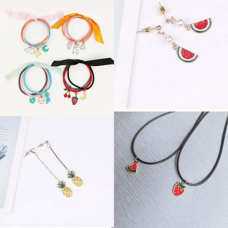 10 komada Zlatne boje Emajl Voće Trešnja Privjesci Privjesak za izradu nakita Naušnice Narukvica Ogrlica Dodaci DIY Rukotvorinski nalazi