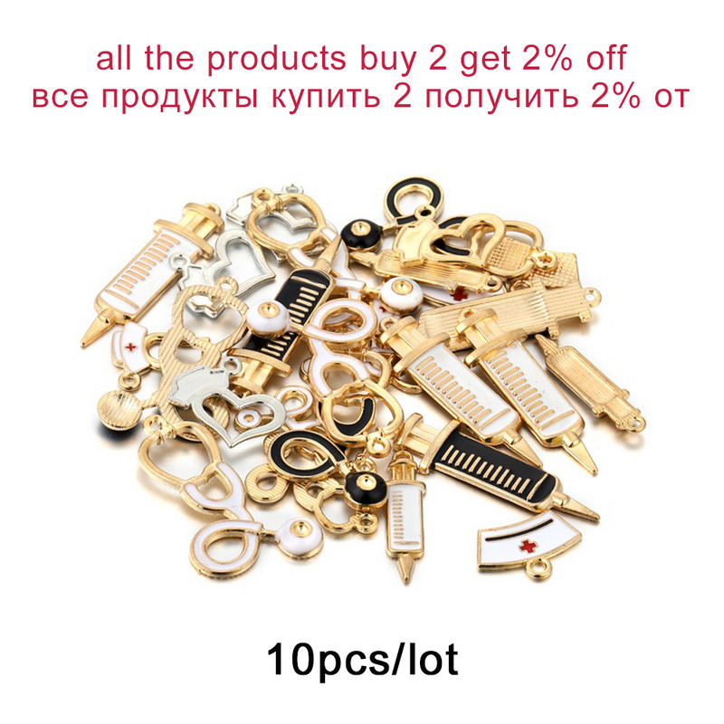 10 bucăți smalț pentru instrumente medicale, seringă, seringă, stetoscop, pandantiv pentru fabricarea de bijuterii, accesorii de artizanat