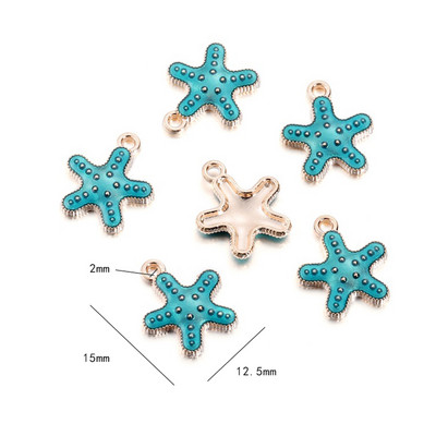 10db/készlet Kék színű Starfish Fish Tail Medálok Kulcstartók Kis medálok Kézművesség barkácsoláshoz Ékszerkészítés Kiegészítők Találatok