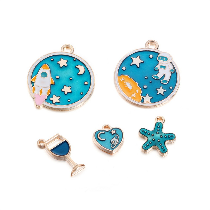 10db/készlet Kék színű Starfish Fish Tail Medálok Kulcstartók Kis medálok Kézművesség barkácsoláshoz Ékszerkészítés Kiegészítők Találatok