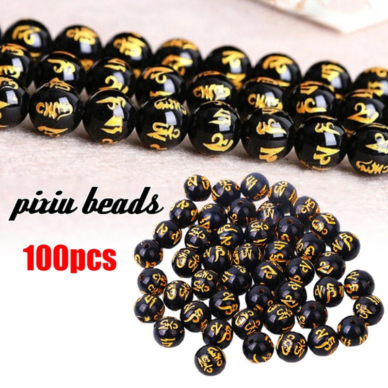50/100kom Buddha Charms Perle crne zlatne boje s izrezbarenim zlatnim zmajem Kineska Pixiu narukvica DIY perle za izradu nakita