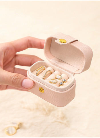 Μίνι φορητή μικρή τσάντα αποθήκευσης κοσμημάτων Ταξίδι Απλό δερμάτινο δαχτυλίδι κολιέ σκουλαρίκια Κουτί αποθήκευσης Organizer Display Κιβώτιο δώρου