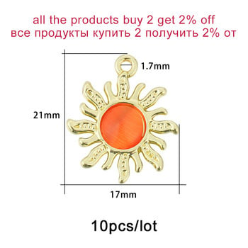 10 τμχ 18x21 χιλιοστά Χρυσό Χρώμα Opal Rhinestone Sun Charm Κρεμαστό Κοσμήματα κατασκευής Βραχιόλι Κολιέ DIY Σκουλαρίκια Αξεσουάρ Χειροτεχνία