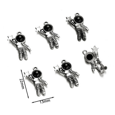 10db Charms Space Man Universe Astronaut Star Antik ezüst színű medálok barkácsoláshoz tibeti ékszerek készítéséhez kézzel készített kiegészítők