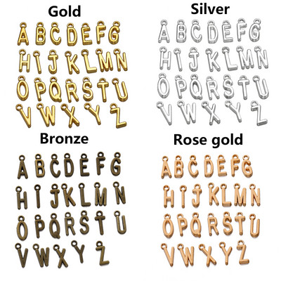 26-30db Charms Alphabet AZ Letters Antik ezüst színű medálok barkácsolás, kézzel készített tibeti ékszer