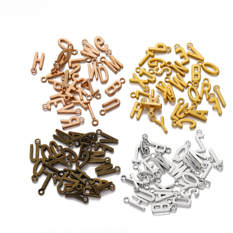 26-30db Charms Alphabet AZ Letters Antik ezüst színű medálok barkácsolás, kézzel készített tibeti ékszer