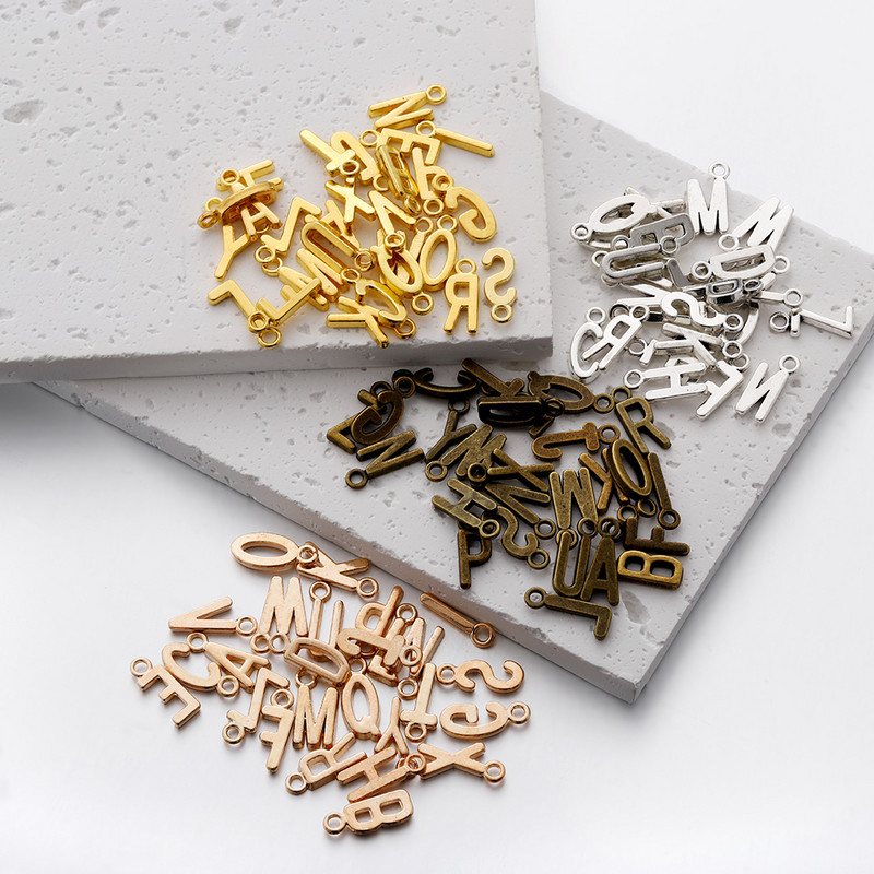 26-30db Charms Alphabet AZ Letters Antik ezüst színű medálok barkácsolás, kézzel készített tibeti ékszer