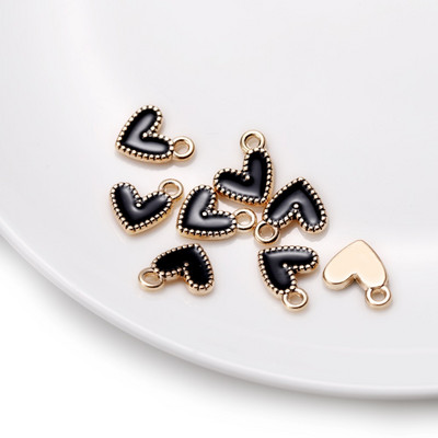 30db 9x10mm-es Dainty kis színes szív alakú zománc varázs apró szívbűbáj medál ékszerkészítéshez nyaklánc fülbevaló