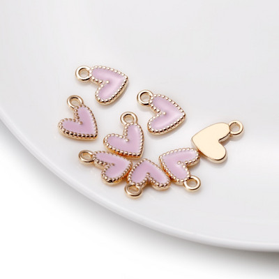 30db 9x10mm-es Dainty kis színes szív alakú zománc varázs apró szívbűbáj medál ékszerkészítéshez nyaklánc fülbevaló