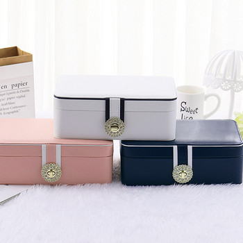 Νέος σχεδιασμός Jewelry Organizer Box δύο επιπέδων μεγάλης χωρητικότητας Premium λεία δερμάτινη θήκη αποθήκευσης Θήκη αποθήκευσης Γυναικείο δώρο