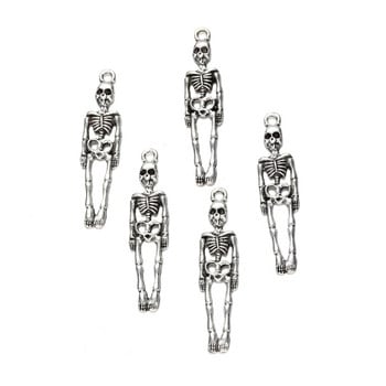 20 τμχ Charms Skull Skeleton Man 38x9mm Θιβετιανό ασημί μενταγιόν για DIY αντίκες κοσμήματα κατασκευή χειροποίητων χειροτεχνιών