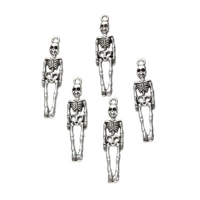 20db Charms koponya csontváz férfi 38x9mm tibeti ezüst színű medálok barkácsoláshoz antik ékszerek készítéséhez kézzel készített kézműves