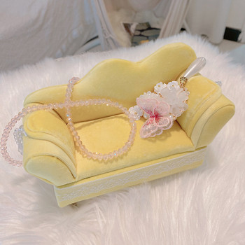 Δημιουργικό κίτρινο και μπλε καναπέ κοσμηματοπωλείο σε σχήμα καναπέ για γυναίκες κορίτσια Δώρα διακοπών Θήκη οργάνωσης κοσμημάτων Ταξίδι φορητή