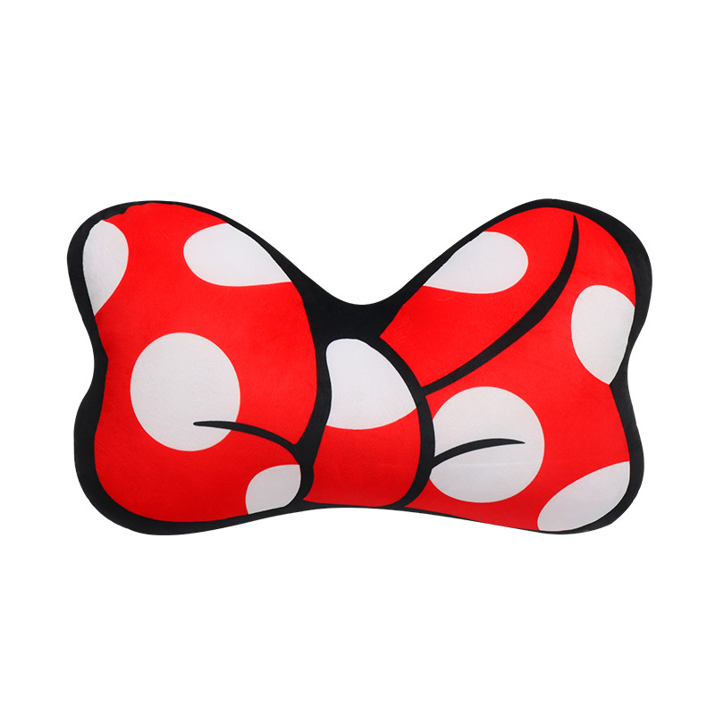 Plüss Bowknot rajzfilm autó nyakpárna autó nyakpárna autó belső dekoráció autó derék nyakpárna