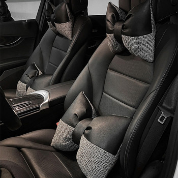 Bowknot Βαμβακερό λινό δέρμα Four Seasons Universal καλοκαιρινό αυτοκίνητο Μαξιλάρι μέσης λαιμού