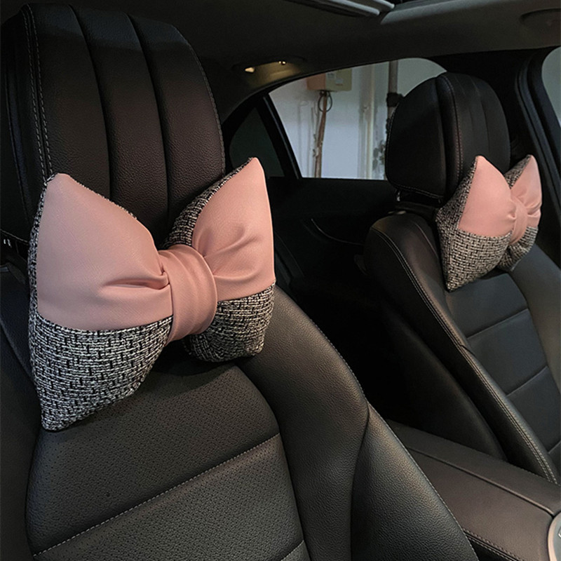 Bowknot pamut len bőr Four Seasons univerzális nyári autó belső derék nyakpárna párna