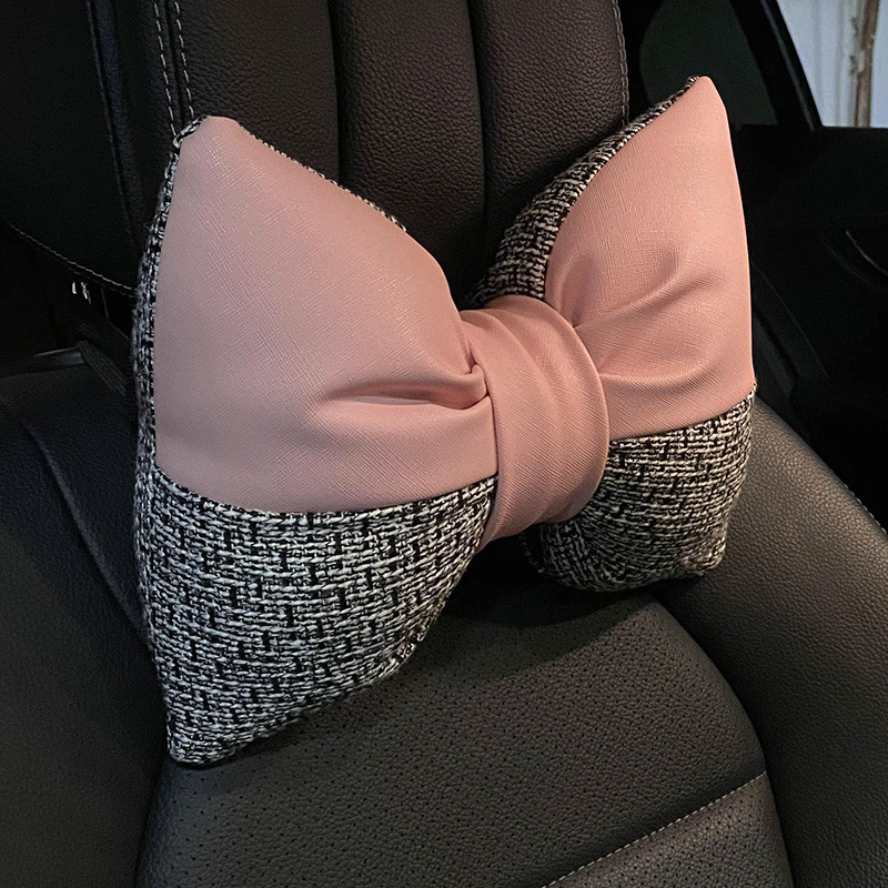 Bowknot pamut len bőr Four Seasons univerzális nyári autó belső derék nyakpárna párna