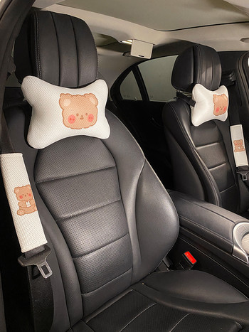 Cartoon Bear Breathable Mesh High-end Διακοσμήσεις εσωτερικού αυτοκινήτου Προμήθειες Summer Four Seasons Μαξιλάρι λαιμού αυτοκινήτου