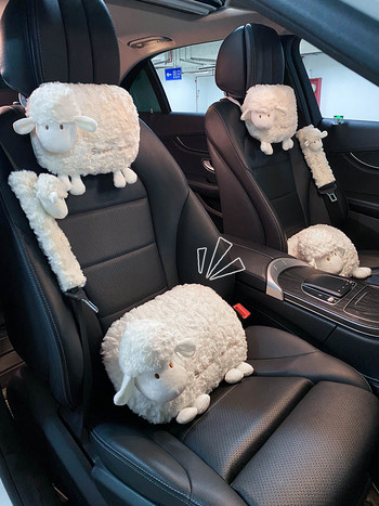 Four Seasons Universal Cartoon βελούδινα πρόβατα χαριτωμένα στολίδια εσωτερικού αυτοκινήτου Αυχενική σπονδυλική στήλη Μαξιλάρι στη μέση αυτοκινήτου