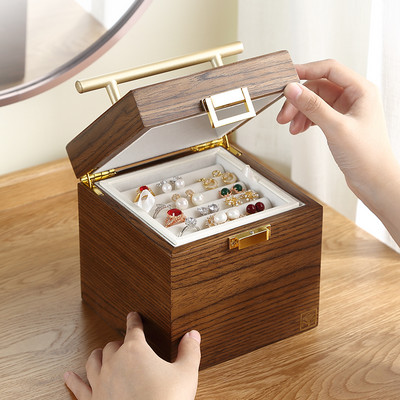 Casegrace 3-σε-1 Jewelry Organizer Box Ξύλινη τετράγωνη θήκη δώρου για κοσμήματα για σκουλαρίκια Δαχτυλίδι κολιέ βαλίτσα κοσμηματοπωλείο