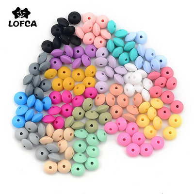 LOFCA 100 бр./лот Силиконови мъниста от леща 12 mm Без бисфенол-А, хранително качество Направи си сам Талисмани Бебешка играчка за дъвчене Аксесоар за кърмене Колие за никнене на зъби
