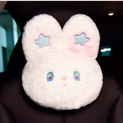 Κορεατικά χαριτωμένα κινούμενα σχέδια Σειρά μαξιλαριών προσκέφαλου αυτοκινήτου με βελούδινο Little Rabbit Head Cartoon