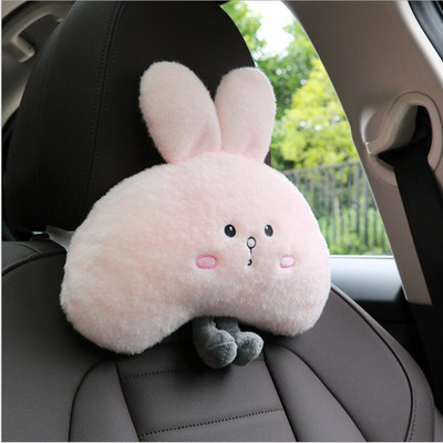 Κορεατικά χαριτωμένα κινούμενα σχέδια Σειρά μαξιλαριών προσκέφαλου αυτοκινήτου με βελούδινο Little Rabbit Head Cartoon