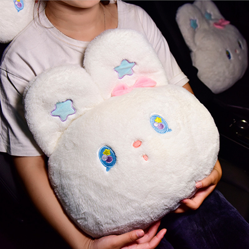 Κορεατικά χαριτωμένα κινούμενα σχέδια Σειρά μαξιλαριών προσκέφαλου αυτοκινήτου με βελούδινο Little Rabbit Head Cartoon