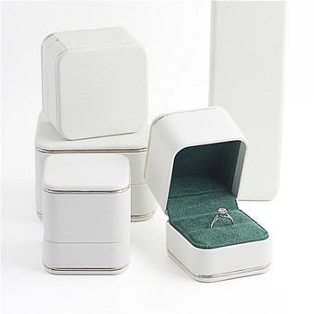 Πολυτελές PU δερμάτινο σκουλαρίκι κρεμαστό κουτί συσκευασίας Δαχτυλίδι γαμήλιου κοσμήματος Θήκη αποθήκευσης δώρου με χρυσές γραμμές