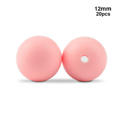 LOFCA 12mm-es kerek forma 20db/tétel szilikon fogzási gyöngyök barkácsoláshoz szoptató nyaklánc élelmiszer minőségű rágógyöngyök