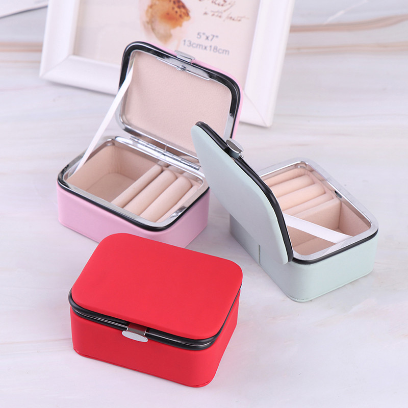 Δερμάτινα Boxes Organizer Jewelry Display Φορητή θήκη ταξιδιού με χώρο αποθήκευσης καθρέφτη Joyeros Organizador για γυναίκες κορίτσια Νέο 1ΤΜΧ