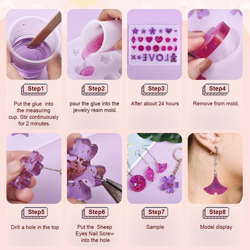 Направи си сам обеци, форми от епоксидна смола, комплекти, комплект инструменти за изработка на бижута с кука за уши, пръстен за скачане, висулка, форми, DIY Craft Gift