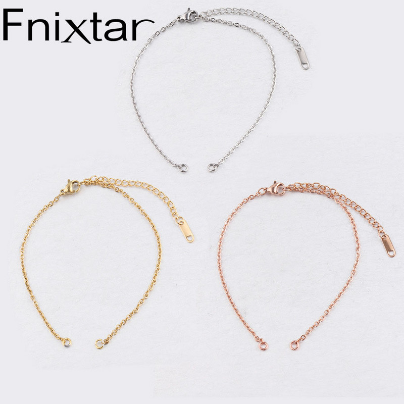 Fnixtar 20db/tétel rozsdamentes acél barkácslánc karkötők ékszerkészítés kiegészítők 2mm vastagság 18+6cm 20+6cm hosszú láncok